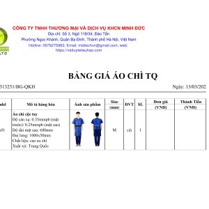 Bảng cấu hình báo giá bảo hộ chống bức xạ Trung quốc Longkou Sanyi medical 2025